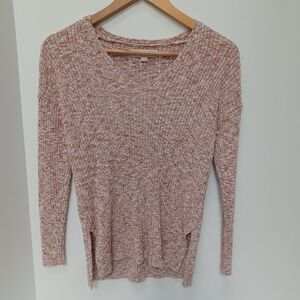 LOFT Knitted Rib Stitch V Neck 3/4 Sleeve Pullover Sweater‎ XXS